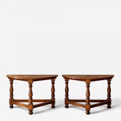 Pair of Italian Walnut Demilune Consoles circa 1850 - 4812981