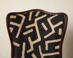 Pair of Italian Walnut High Back Armchairs Kuba Fabric circa 1950 - 4783125