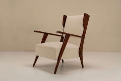 Pair of Italian Wingback Chairs in Cherrywood Italy 1960s - 2947585