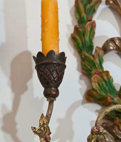 Pair of Italian Wreath Painted and Gilded Sconces - 131504