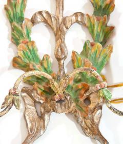 Pair of Italian Wreath Painted and Gilded Sconces - 131506