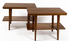 Pair of Italian XXth Century Two Tiered Slatted Tables - 4096244