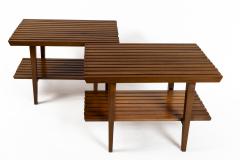 Pair of Italian XXth Century Two Tiered Slatted Tables - 4096247