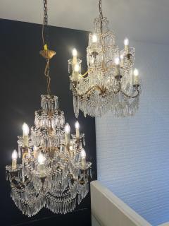 Pair of Italian beaded crystal 10 light chandeliers - 3493699