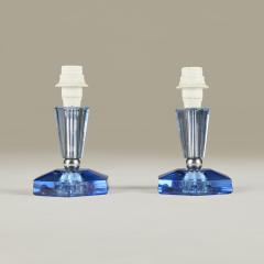 Pair of Italian blue glass and chrome table lamps - 4359871