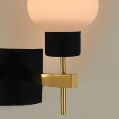 Pair of Italian mid century Murano opaline shaped glass and brass wall lights - 4615799