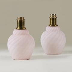 Pair of Italian soft pink Murano glass swirl lamps Italy 1960s - 4615744