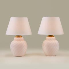 Pair of Italian soft pink Murano glass swirl lamps Italy 1960s - 4615753