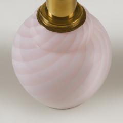 Pair of Italian soft pink Murano glass swirl lamps Italy 1960s - 4615755