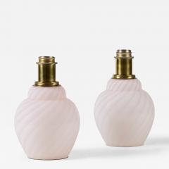 Pair of Italian soft pink Murano glass swirl lamps Italy 1960s - 4616086