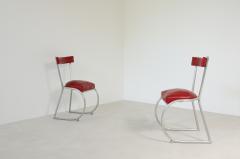 Pair of Italian1930s chairs made of curved metal seat and back - 2139982