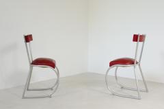 Pair of Italian1930s chairs made of curved metal seat and back - 2139983