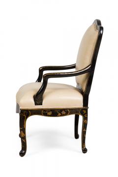 Pair of J Robert Scott French Louis XV style Chinoiserie Style Black Armchairs - 4272318
