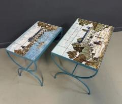 Pair of JB de La Morinerie Jullien Paris Tile Top Iron Tables - 4150909