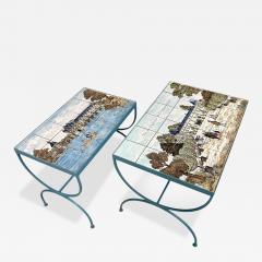 Pair of JB de La Morinerie Jullien Paris Tile Top Iron Tables - 4151832