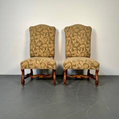 Pair of Jacobean Throne Chairs King and Queen Fine Fabric - 3006125