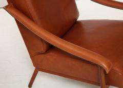 Pair of Jacques Adnet Leather Lounge Chairs - 2320831