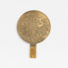 Pair of Japanese Bronze Round Landscape Plaques - 4717976