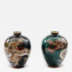 Pair of Japanese Cloisonn Enamel Dragon Vases Attributed to Honda Yasaburo - 4556233