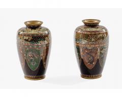 Pair of Japanese Cloisonn Enamel Vases with Dragon and Phoenix Attributed Ando - 4556067