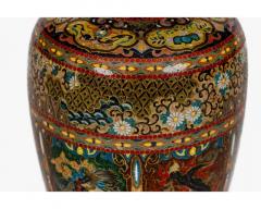 Pair of Japanese Cloisonn Enamel Vases with Dragon and Phoenix Attributed Ando - 4556075