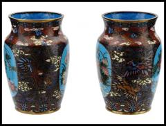 Pair of Japanese Cloisonne Enamel Amphora Shaped Vases - 3904180