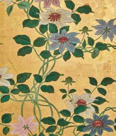 Pair of Japanese Six Panel Screens Clematis - 4216924