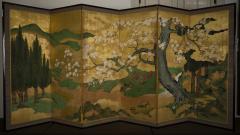 Pair of Japanese Six Panel Screens Four Seasons - 3632863