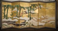 Pair of Japanese Six Panel Screens Four Seasons - 3632871