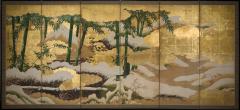 Pair of Japanese Six Panel Screens Four Seasons - 3632872