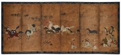 Pair of Japanese Six Panel Screens Frolicking Horses From Chokaro Sennin s - 3543579