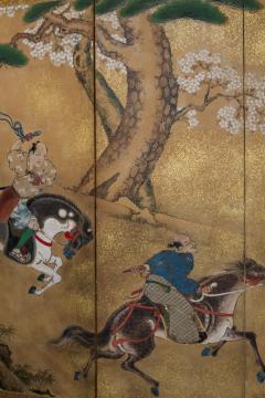 Pair of Japanese Six Panel Screens Japanese Riders in Pursuit of Wild Horses - 3209188