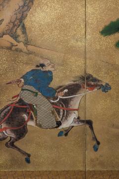 Pair of Japanese Six Panel Screens Japanese Riders in Pursuit of Wild Horses - 3209190