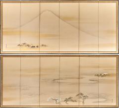 Pair of Japanese Six Panel Screens Mt Fuji and Countryside - 3952477