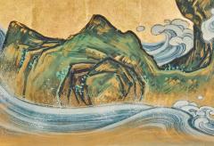 Pair of Japanese Six Panel Screens Rocky Coastal Seascape - 4429978