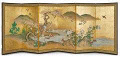 Pair of Japanese Six Panel Screens Spring into Summer Landscape - 4512744