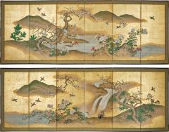 Pair of Japanese Six Panel Screens Spring into Summer Landscape - 4512892