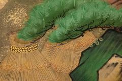 Pair of Japanese Six Panel Screens Venerable Pines with Naruko Clackers  - 4487149