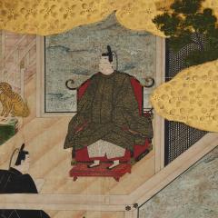 Pair of Japanese Six Panel Tale of Genji Screens - 4773616