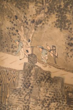 Pair of Japanese Two Panel Screens Exaggerated Mountain Landscape - 2729068
