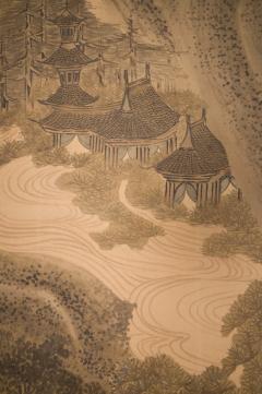 Pair of Japanese Two Panel Screens Exaggerated Mountain Landscape - 2729069