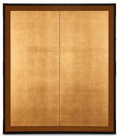 Pair of Japanese Two Panel Screens Plain Gold Leaf - 3105846