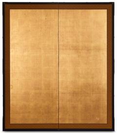 Pair of Japanese Two Panel Screens Plain Gold Leaf - 3105847