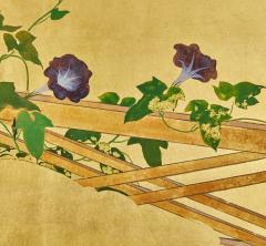 Pair of Japanese Two Panel Screens Private Garden - 3989224