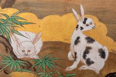 Pair of Japanese Two Panel Screens Rabbits and Geese in Autumn - 3015679