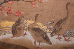 Pair of Japanese Two Panel Screens Rabbits and Geese in Autumn - 3015717