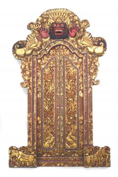 Pair of Javanese Red and Giltwood Temple Doors - 2787140