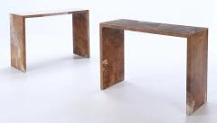 Pair of Jean Michel Frank Style Parchment Consoles Sofa Tables Contemporary - 3402693