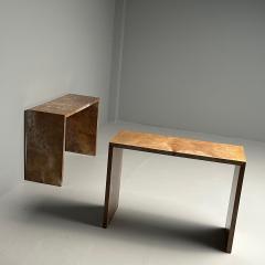 Pair of Jean Michel Frank Style Parchment Consoles Sofa Tables Contemporary - 3402703