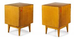 Pair of Jens Risom American Mid Century Blond Oak Bedside Table Commodes - 4634061